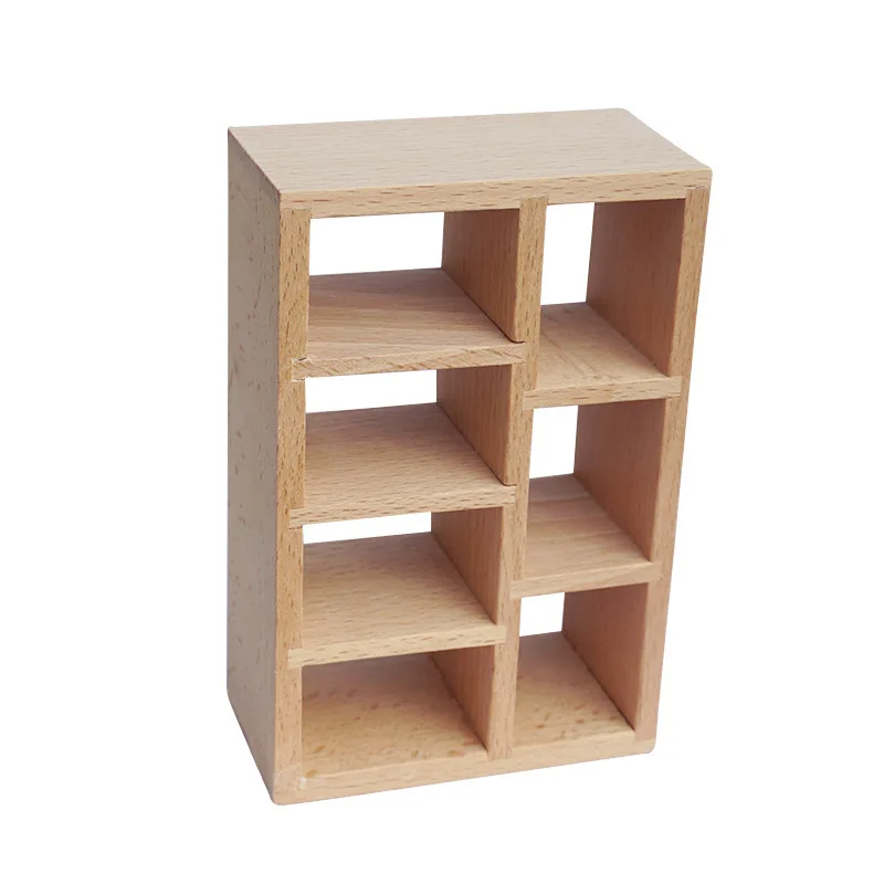 

1pc 1:12 Scale Dollhouse Mini Wooden Bookcase Model Furniture Playhouse Living Room Study Decor Mini Display Shelf Accessory