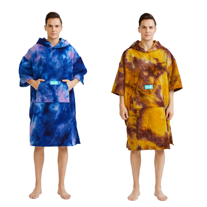 Woman Tie-dye Diving Suit Change Robe Poncho Quick-drying Hooded Bath Towel Swimming Robe Beach Swimming Surfing Towel Adult Man