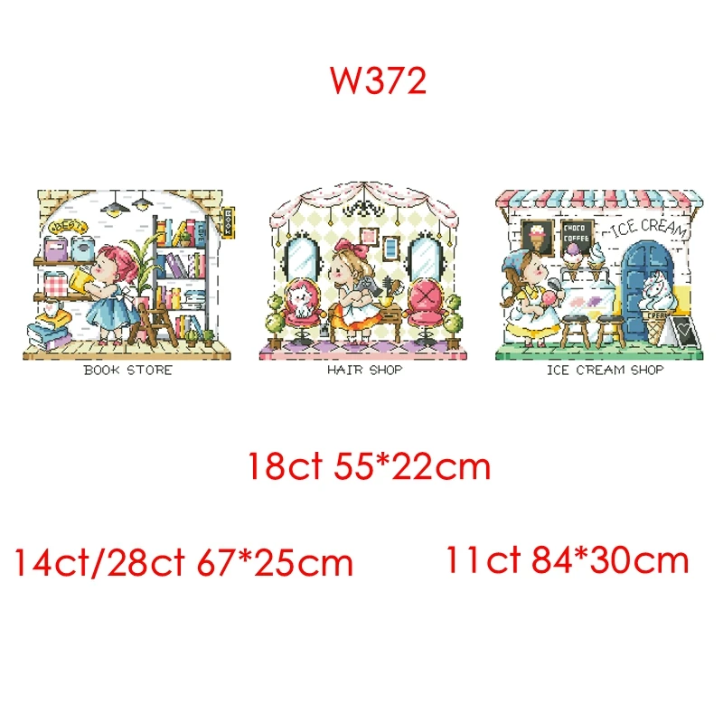 Cross Stitch Kit Girl's Shop 4 SODA Series 28ct 18ct 14ct 11ct can be Customized Printed Cloth hand Embroidery Material Pack