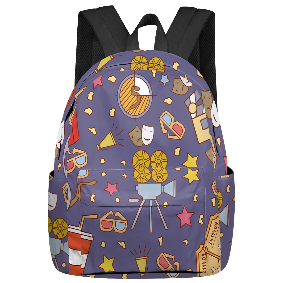 

Popcorn Glasses Pentagram Cartoon Large Capacity Bookbag Travel Backpacks Schoolbag For Teenager Women Laptop Bags Rucksack