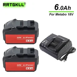 New Rechargeable 18V 6.0Ah Battery for Metabo Cordless Power Tool Replace for Metabo 18V 625592000 625591000 Backup Batteries