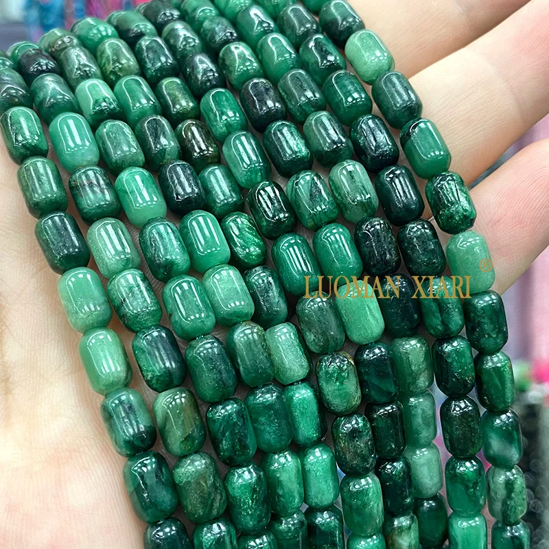 6x9MM Cylinder Natural Stone Emerald Aquamarine Citrine Opal Loose Gem Spacer Beads for Jewelry Making DIY Bracelets Accessories