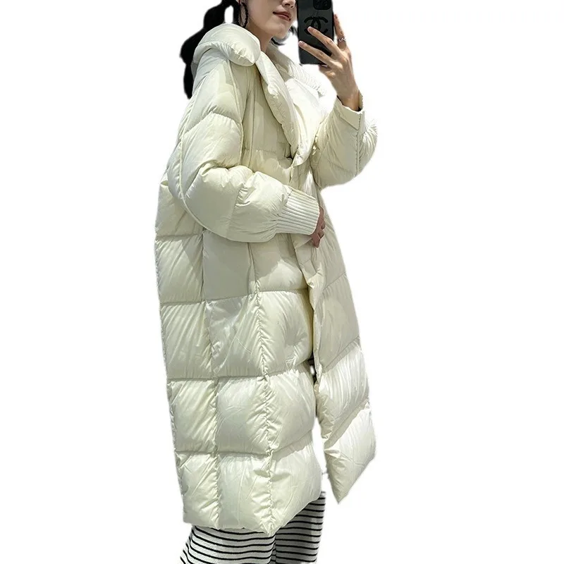 Women's Clothing Down Jacket Winter Warm New Mid-length White Duck Down Windproof Jacket Cold High-end Outerwear Comfortable