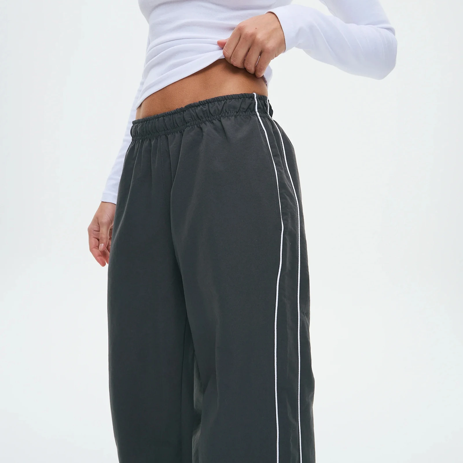 

Новые модные женские широкие брюки, повседневные свободные брюки с эластичной резинкой на талии в боковую полоску для работы, офиса, уличной одежды, горячая распродажа, S, M, L