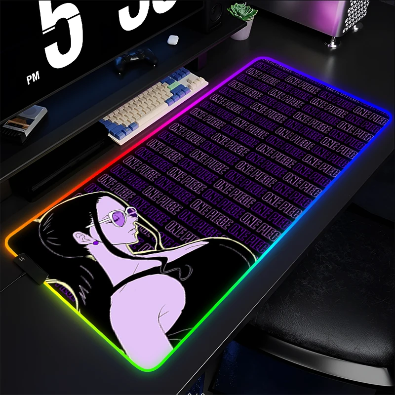 

RGB Computer Varmilo Keyboard LED Mouse Pad Backlight Gaming Accessories Gamer Carpet Desk Mat one piece Robin Anime HD Mousepad