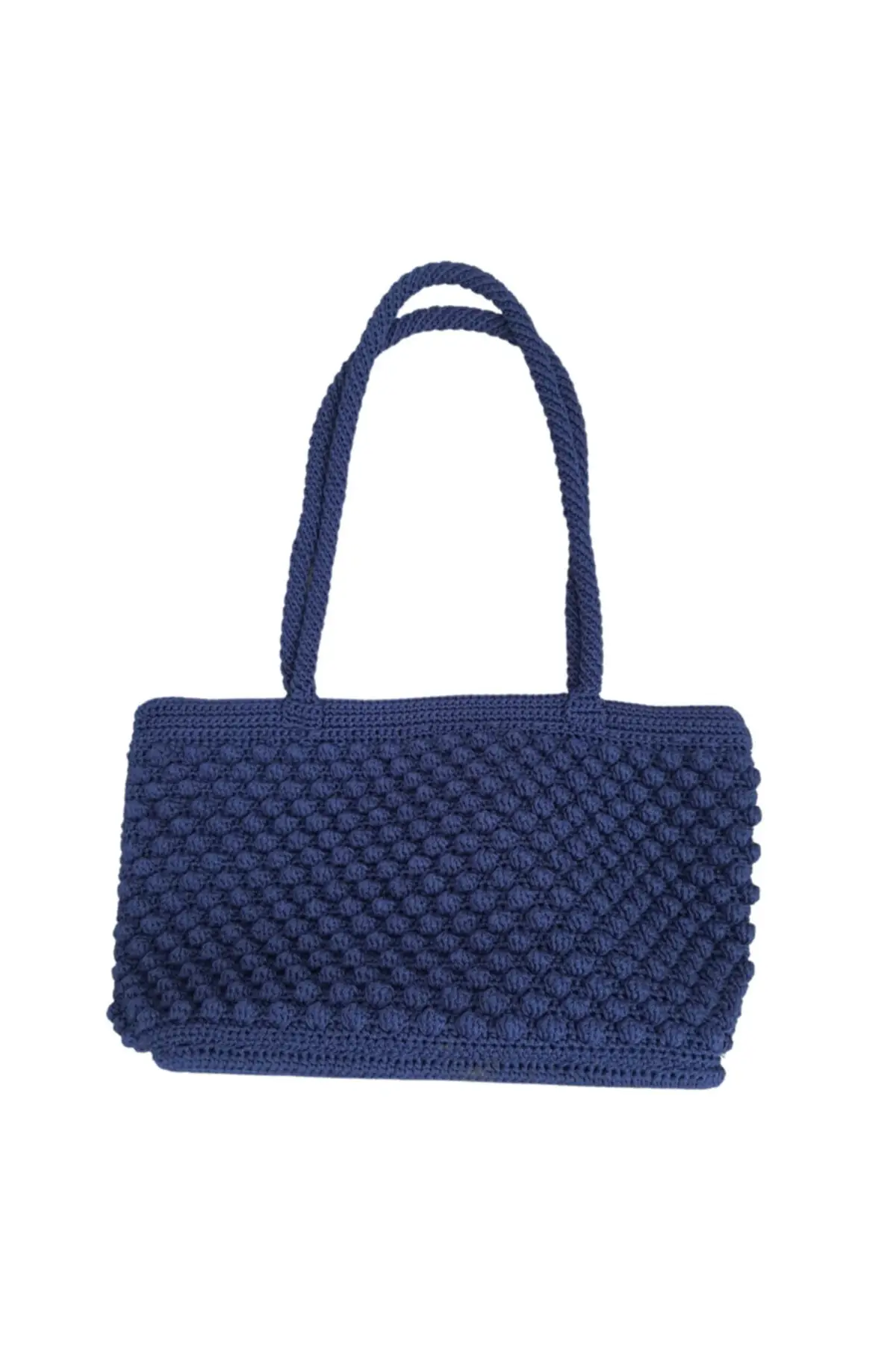 

Uras Navy Blue Handmade Weave Handbag Women Bag Shoulder bag Handmade