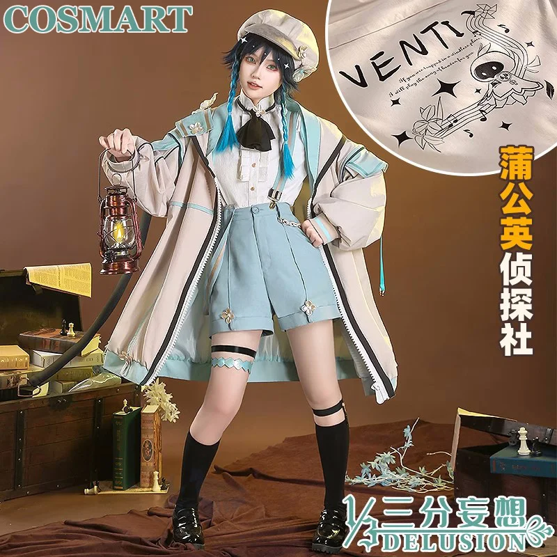 COSMART Game Genshin Impact Venti Dandelion Detective Agency Uniform Cosplay Costume Halloween Party Outfit New 2023