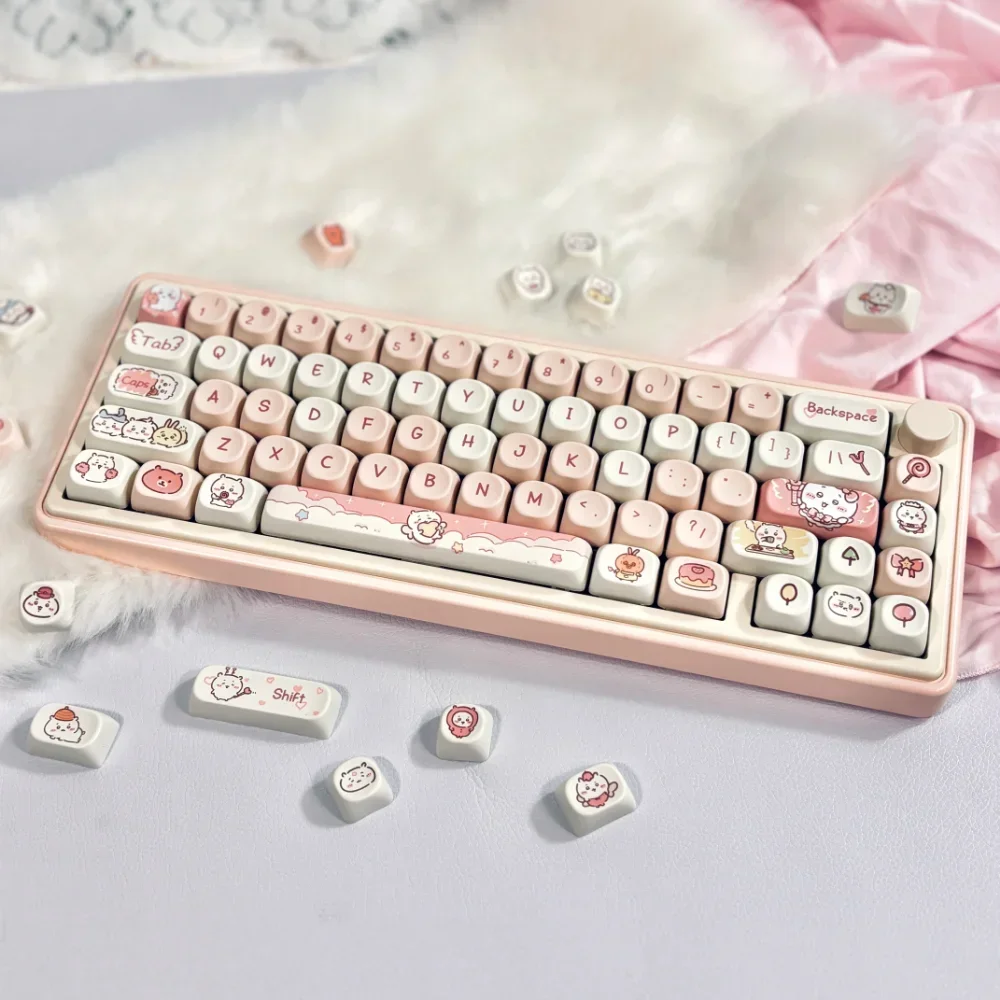 MOA Cartoon Keycap Set PBT 132 Keys Animation Cute Kitten Bear Dog per 60/64/84/98/108 Gaming tastiera meccanica MX Switch