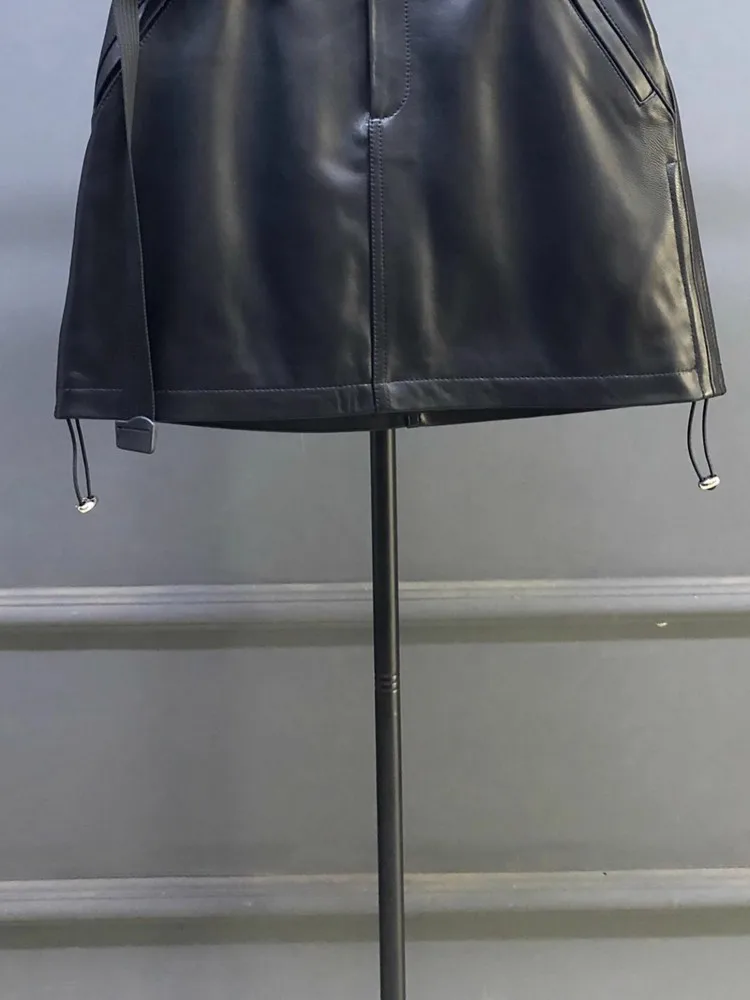 Neue Mode Frauen Herbst Echtes Leder Röcke Mittlere Taille A-Line Über Knie Länge Natürliche Schaffell Casual Rock 4XL Heißer Verkauf