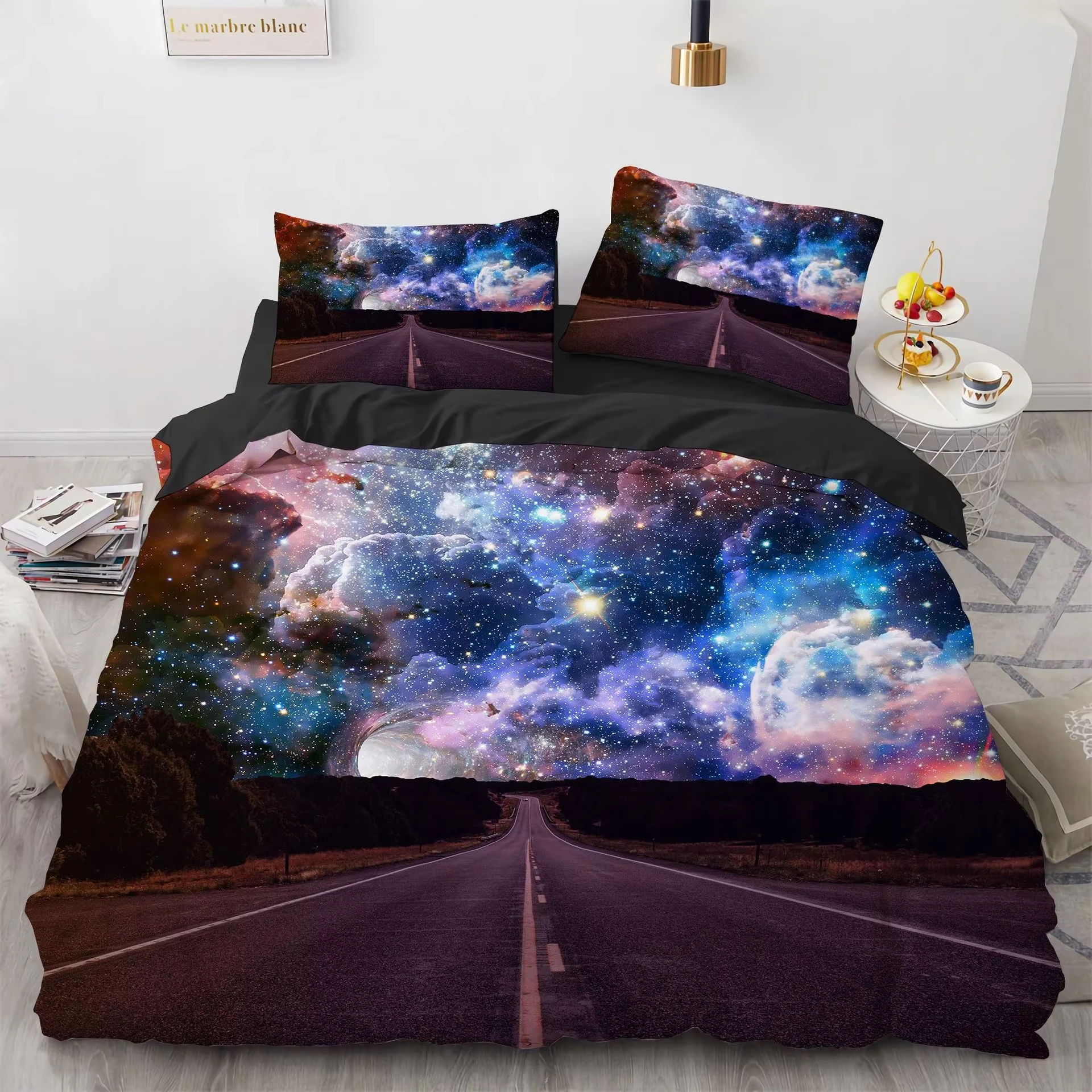 Starry Sky Duvet Cover Outer Space Theme Bedding Set Nebula Cosmos Twinkling Stars Quilt Cover Galaxy Comforter Cover Twin Queen