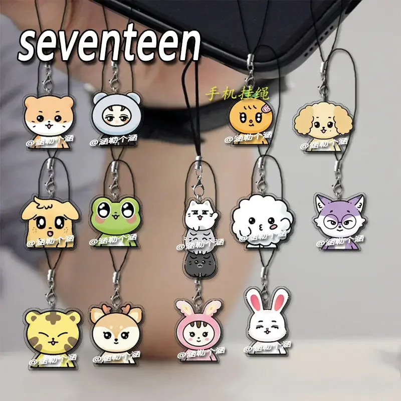 SEVENTEEN Anime S.COUPS WONWOO JEONGHAN THE8 Acrylic  Mobile Phone Lanyard Chain Cute Keychain Pendant Gift