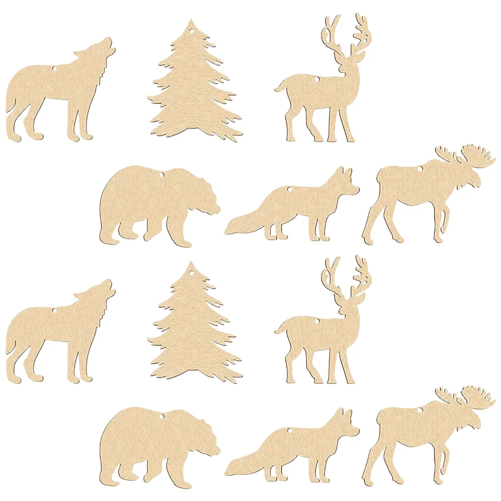 

30 Pcs Unfinished DIY Cutouts Wooden Animal Ornaments Toy Slices Clean Painting Craft Child