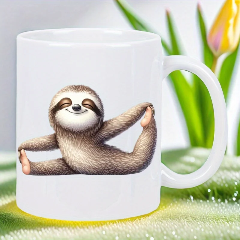 

Cute Sloth Yoga Pose Ceramic Mug - White Relaxing Coffee Cup with Adorable Animal Illustration, Hand Wash Only, Perfect Gift for
