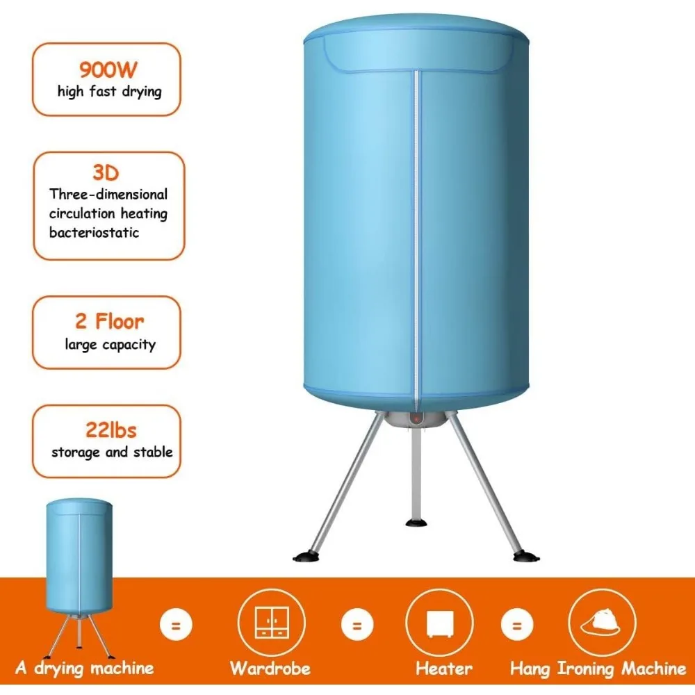 COSTWAY 23597-CYEP، غسيل بدون فتحات، آلة تجفيف ساخن مع سخان للمنزل والمسكن مجفف ملابس محمول