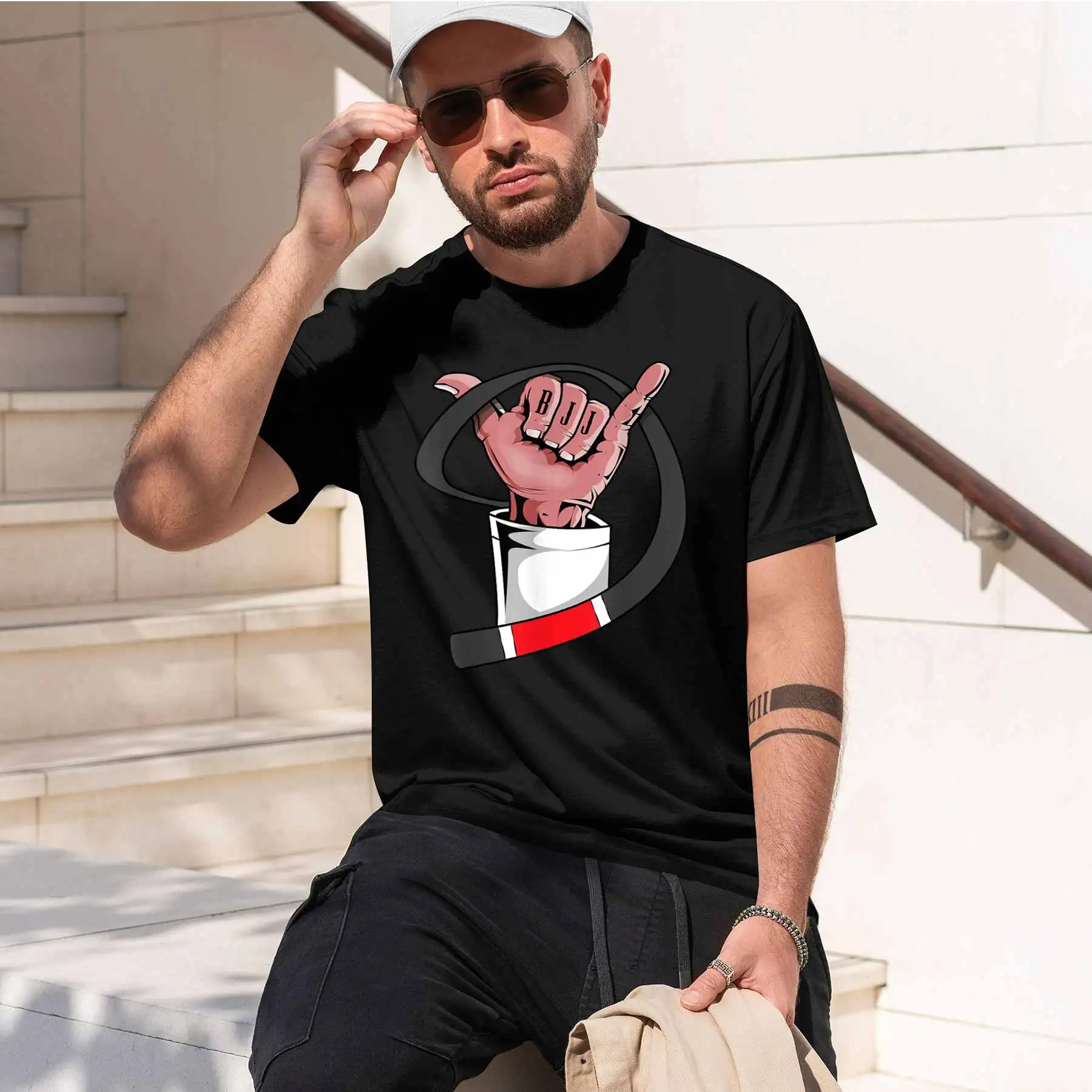 2026 new printed T-shirt Men's BJJ Gesture Printed Short Sleeve T-Shirt For Grappling Sports Fans Casual Fitness Tops