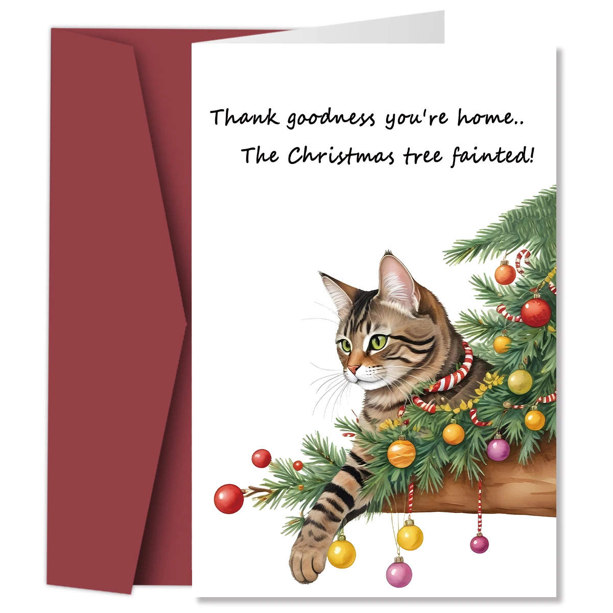 1 Stück lustige Weihnachts-Grußkarte für Katzenliebhaber, Freunde, Familie, Führer, Büroeraustausch, Weihnachtsfeiergeschenke, Weihnachtsdekorationskarte