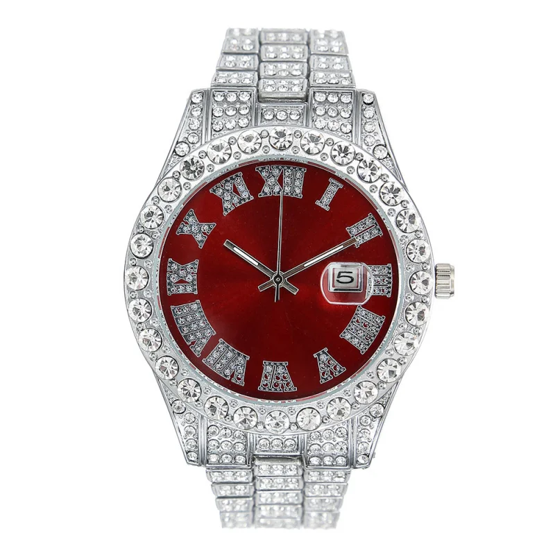 Cross-Border Men's Watch Fashion Alloy with Diamonds Starry Sky Calendar Quartz Watch Business Casual Quartz Men's Watch