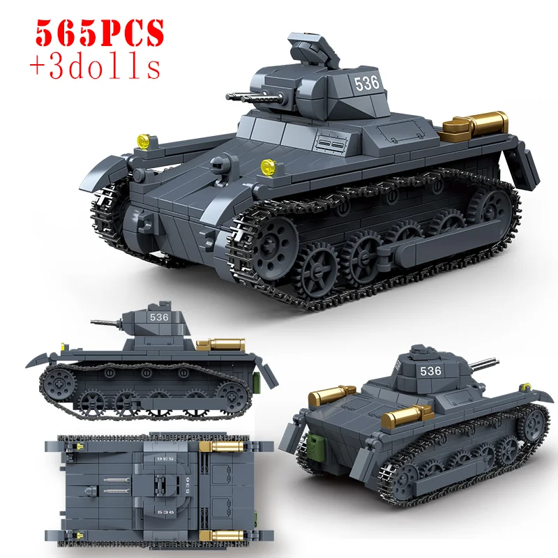 

100274 Немецкий танк Тип А №1, модель военной бронированной машины из строительных блоков, игрушка для мальчиков, 565 деталей