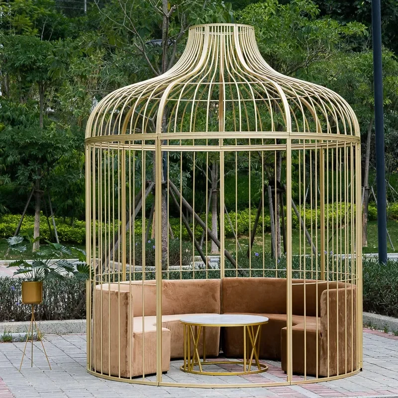 Large Wrought Iron Bird Cage Outdoor Giant King Size Decorative Cage for Hotel Restaurant Booth Display Super Big Metal