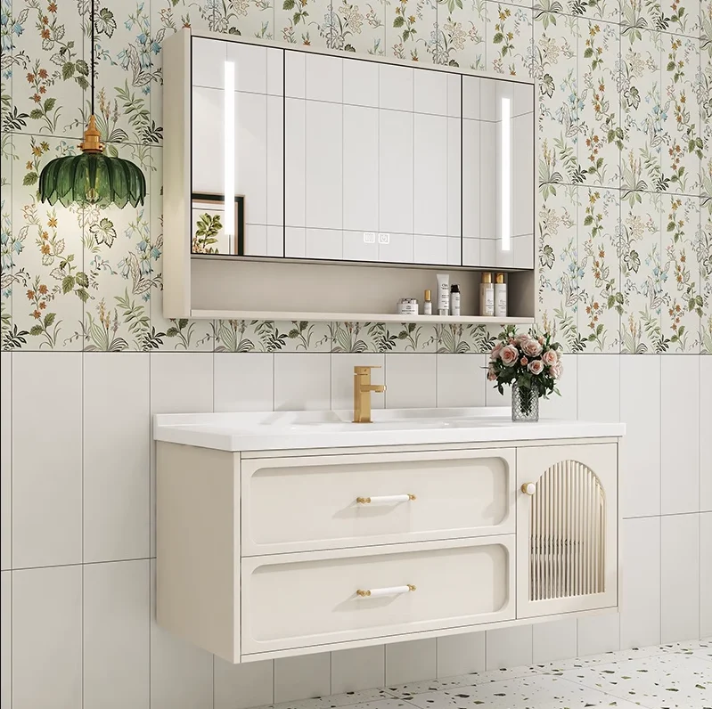 New design of wood bathroom cabinet wall mirror bathroom vanity cabinet with sink bathroom storage cabinet