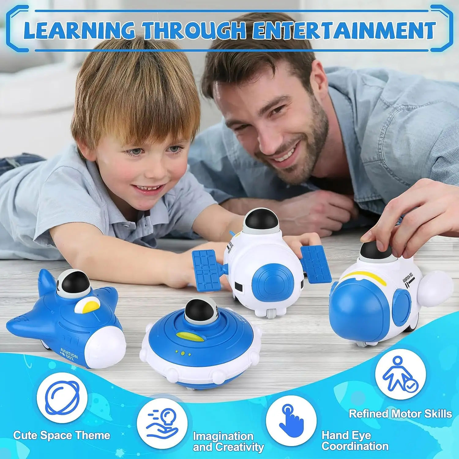 Children Space Toy Car3 4 5Y Baby Space Shuttle Toy Rocket Model Press and Go Pull Back Car Toy Boy Christmas Gift
