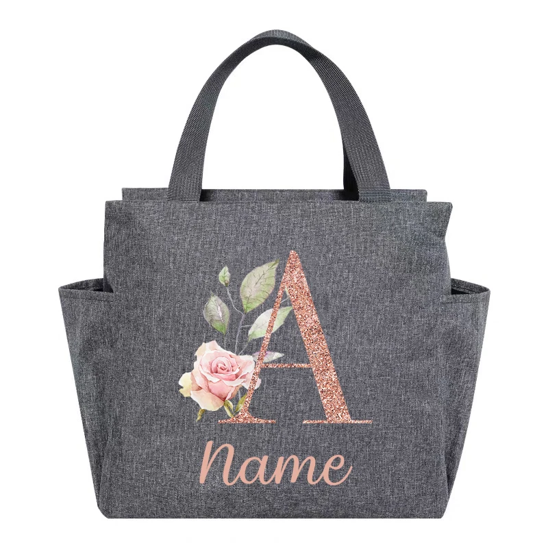 Custom Name Lunch Bag Insulated Thermal Lunch Box Large Tote Bag for Work Food Storage Bags for Travel Gift for Teacher\'s Day