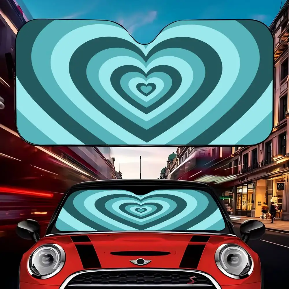 

Latte Love Coffee Heart Auto Windshield Sun Shade Block UV Rays Sun Visor Protector Car Sunshade Gifts For Dad Boyfriend