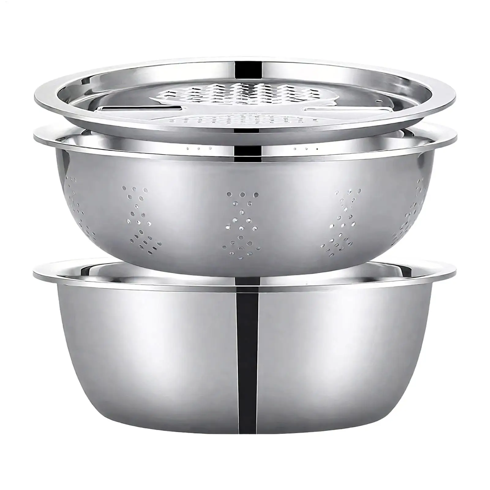 Stainless Steel Mixing Bowl Set Stackable Space-Saving for Baking Serving Rinsing Food Storage Salad Dough Prep Home Restaurant