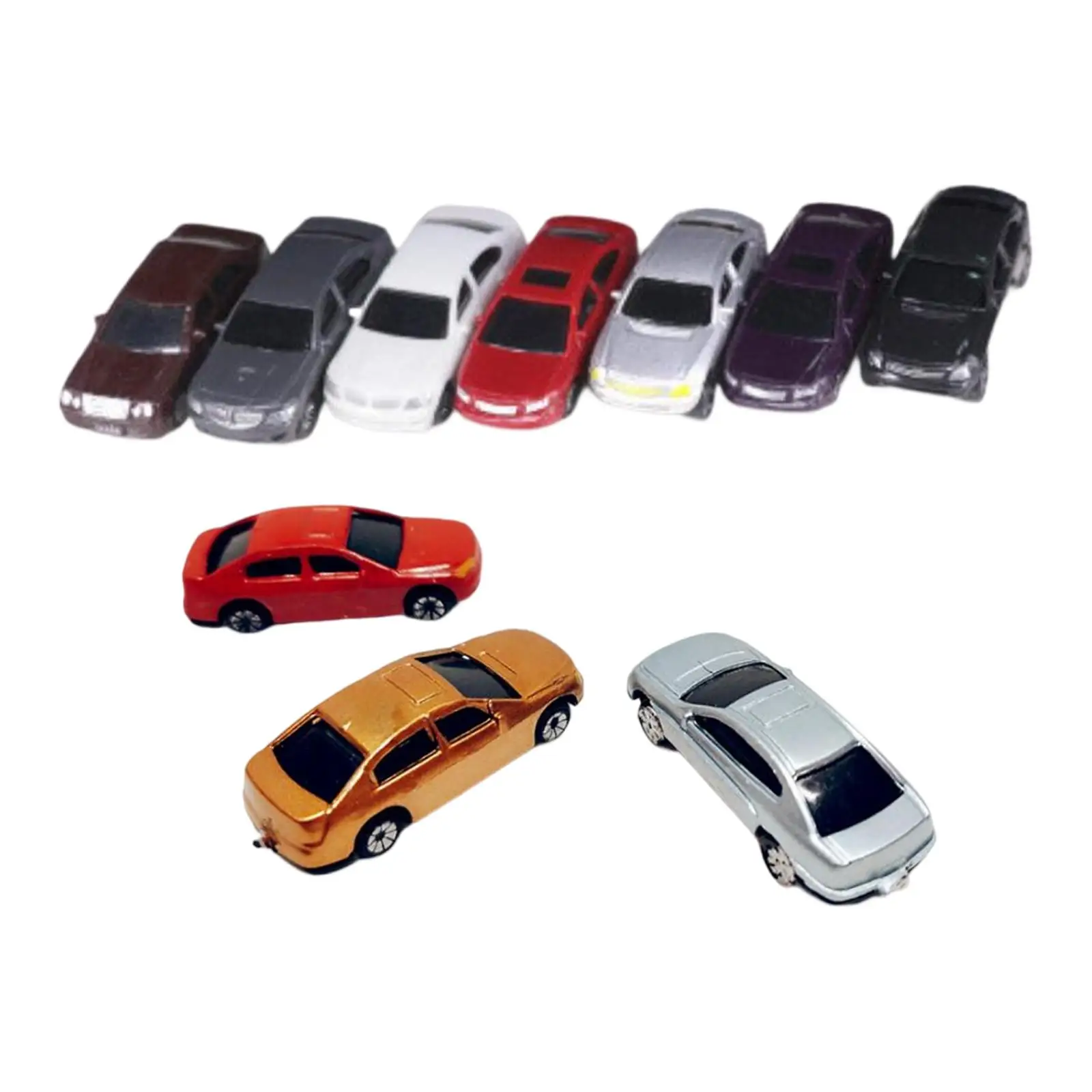 10x 1/100 Mini Model Painted Car Railway Modeling Architecture Model Toys