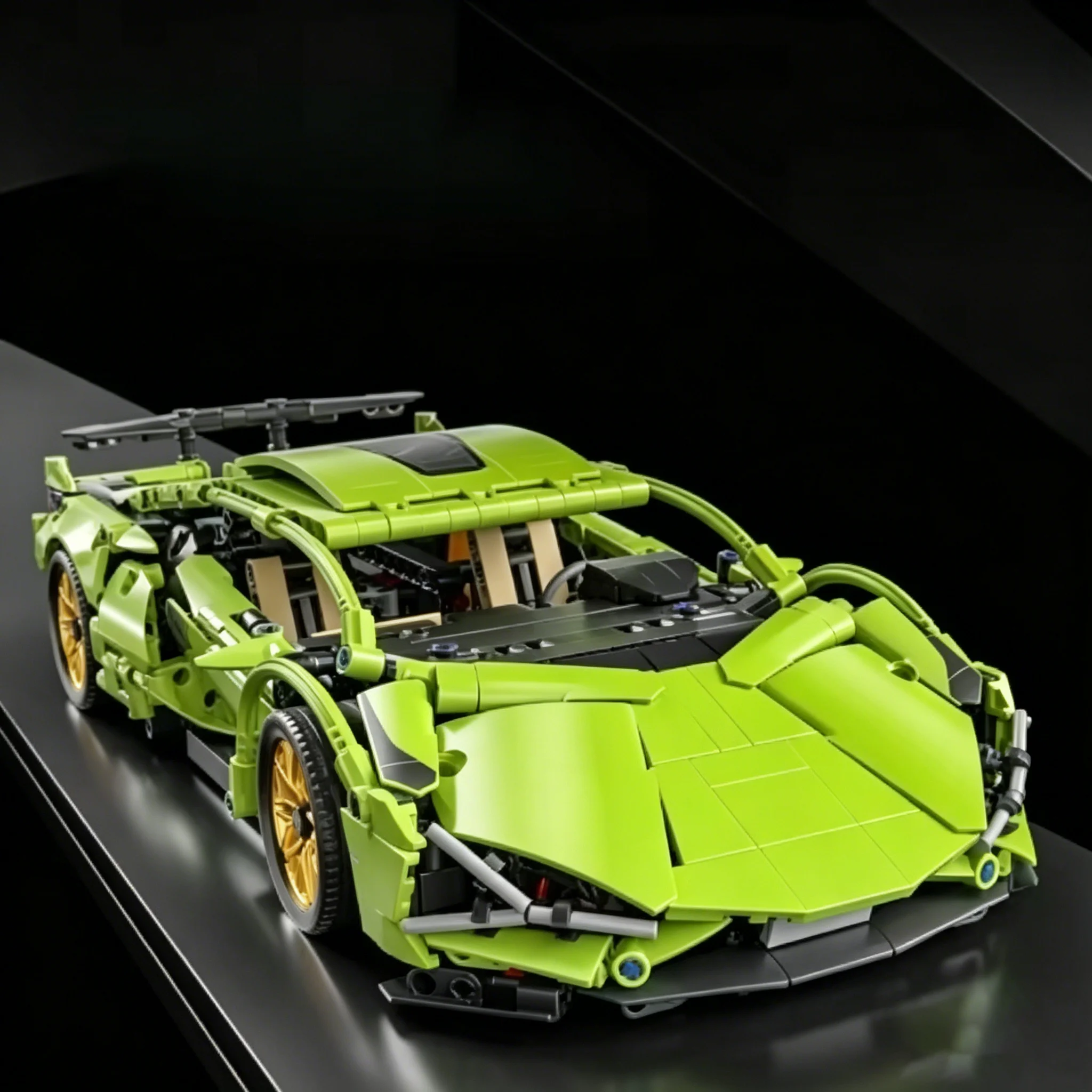 Heißer Technischer Baustein-Bausatz: Rennwagen-Sportfahrzeug-Modell, Mechanische Super-Bausteine, Puzzle-Spielzeug, Geschenk für Erwachsene