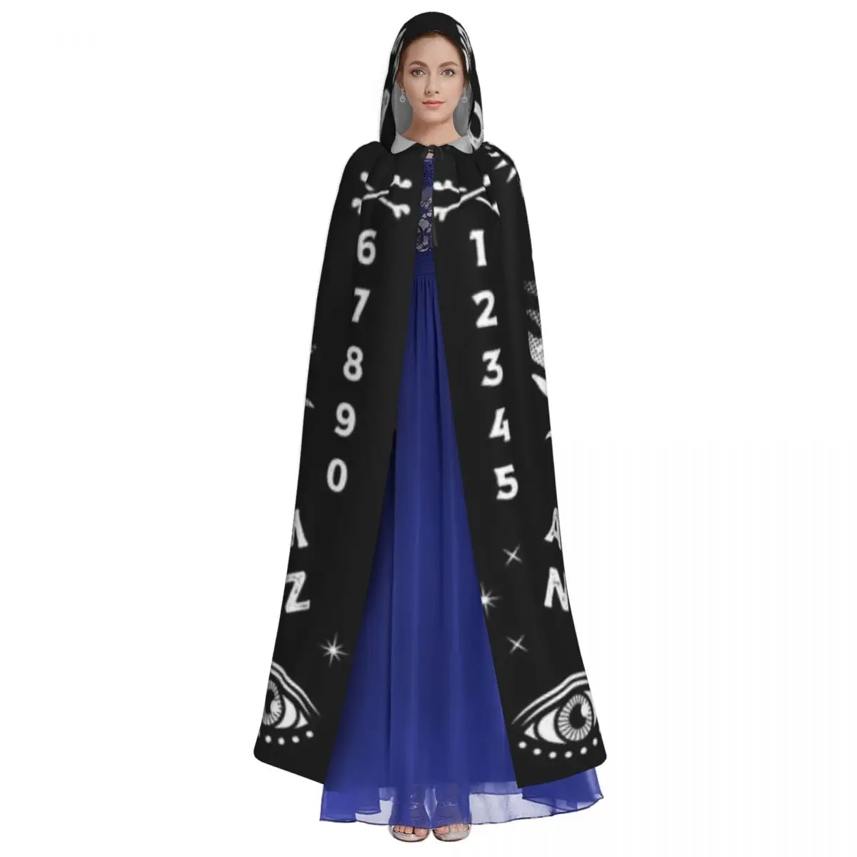 Adult Vampire Cape Hooded Robe Board With Witches Dancing Halloween Cloak Full Length Cosplay