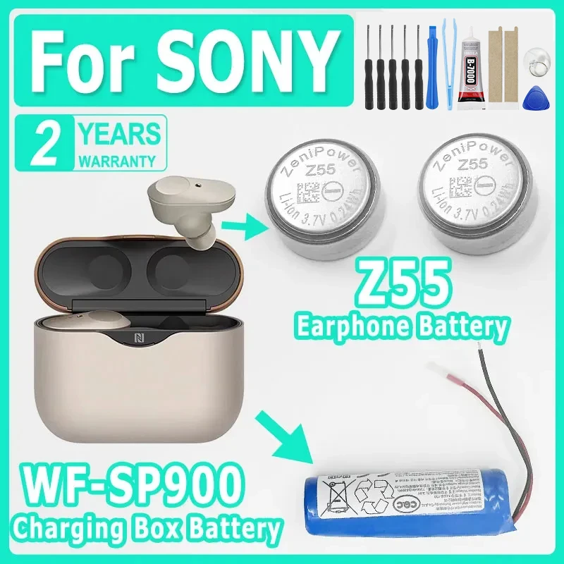 Nueva batería Z55 de 3,7 V para Sony WF-1000XM3 WF-SP900 WF-SP700N WF-1000X TWS auriculares CP1254 batería + regalo