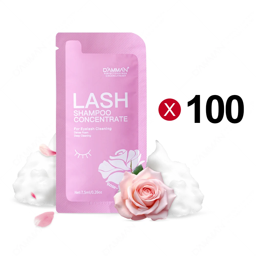 

100Pcs 7.5Ml Lashes Shampoo Concentrate Sensitive And Non-irritation Rose Eyelashes Concentrate Mousse For Salon & Home Use