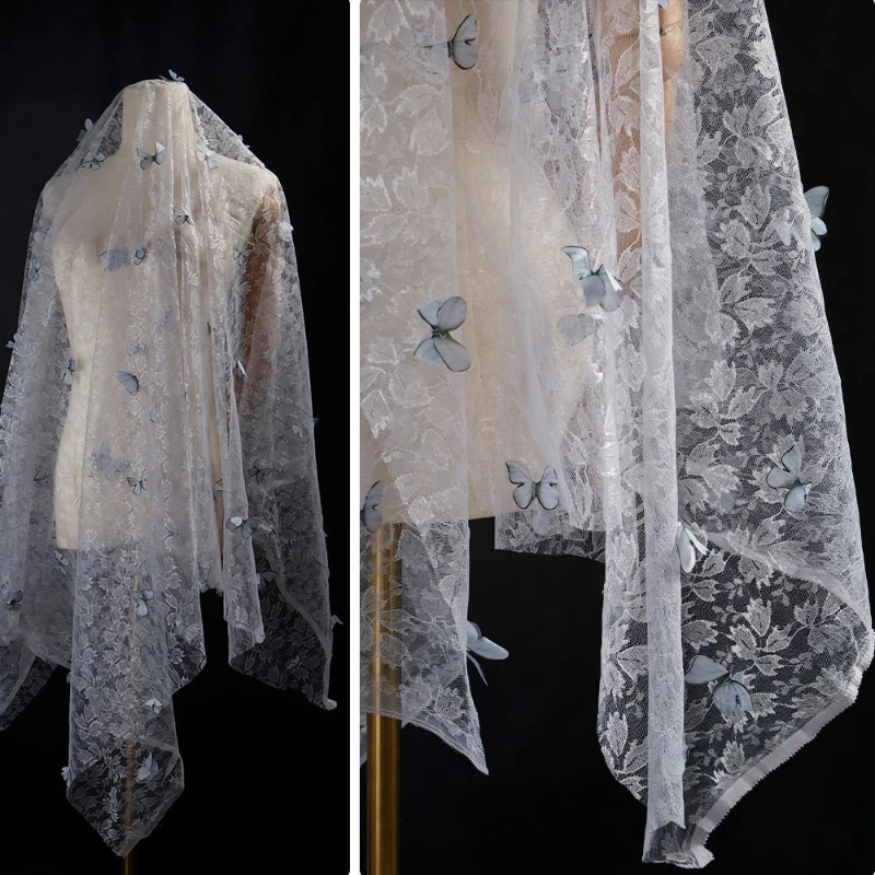 

Hanging Transparent Three-dimensional Butterfly Mesh Organza Jacquard Lace Fabric Dress Handmade DIY Dress Fabric