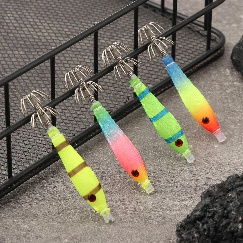 2Pcs Tube Blowing Luminous UV Blowing Tube Octopus Jig Hook Shrimp Bait Bazooka Squid Hook Cloth Roll Sea Fishing Explosion Hook