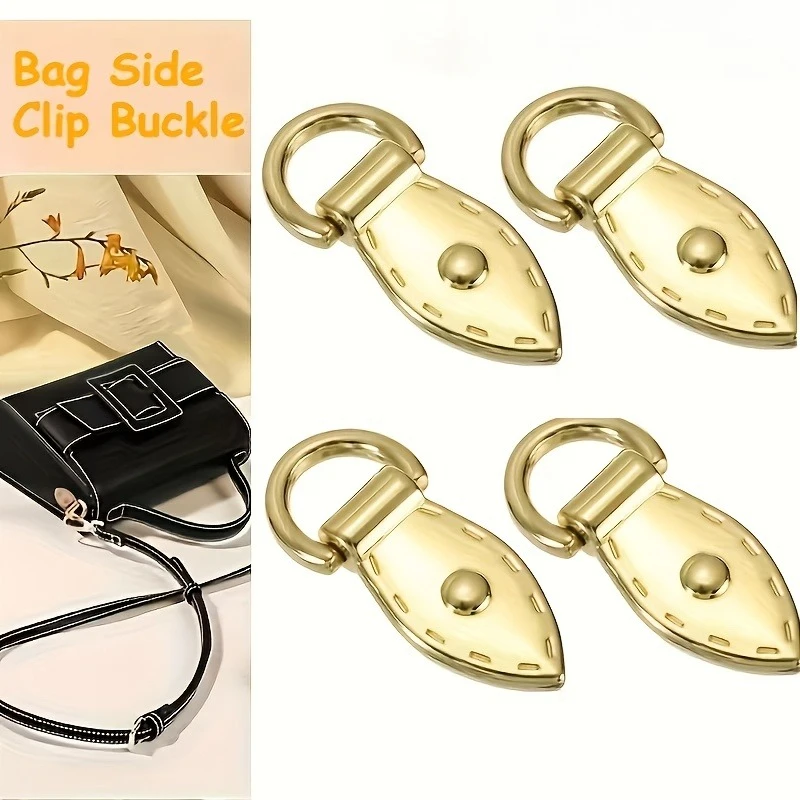 Metal Leaf Shape Bag Strap D Ring Buckle Rivet Decor Handbag Side Connector Clasp DIY Purse Bag Hardware Replacement Accessories