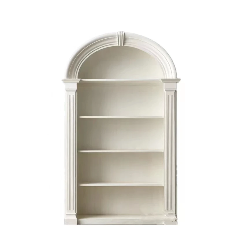 white floor simple modern arch solid wood bookcase/locker