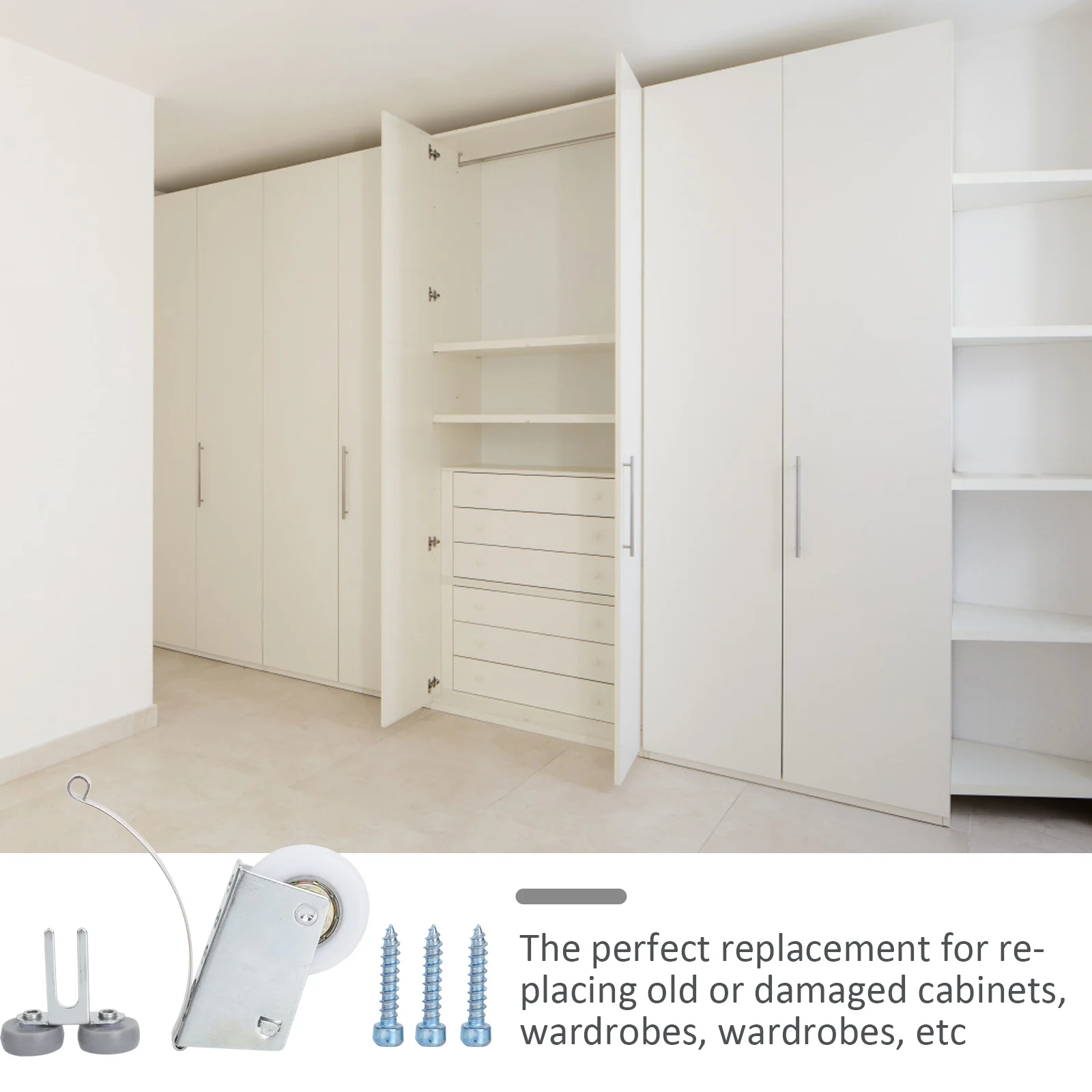 

4Sets Sliding Door Pulley Exquisite Appearance Lightweight Design for Cabinet Wardrobe Closet Sliding Wheels Wardrobe Pulley