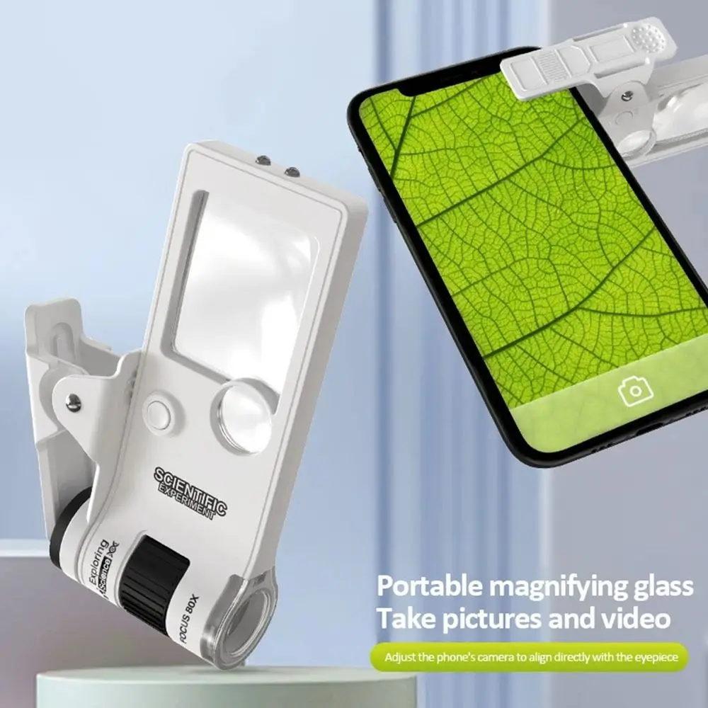 

10-80x Zoom Magnifying Glass Clear Large Screen Photo and Video Recording Handheld Microscope Flashlight HD