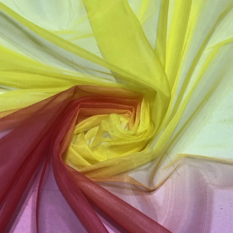Градиентная шифоновая сетчатая ткань для украшения танцевального костюма, ткань для шитья своими руками, материал на метр