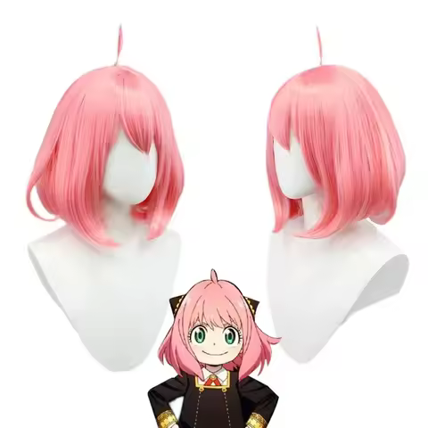 2024 New Anime Anya Forger Short Pink Cosplay Wig Short Hair Simulation Scalp Halloween Party Woman Wig
