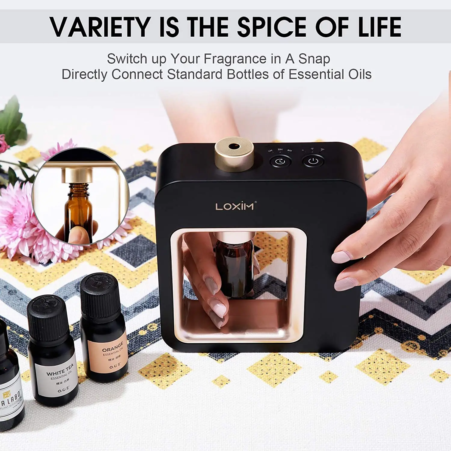 Aromatherapy Aroma Diffuser Nebulizing Diffuser For Essential Oils Waterless No Heat Super Quiet Portable Aroma Machine - White