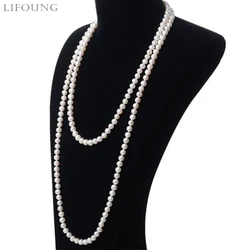 Long Cream Glass Necklace For Women Imitation Pearl Party Jewelry Fashion Accessories Multi-layer Sweater Beads Chain 2022225