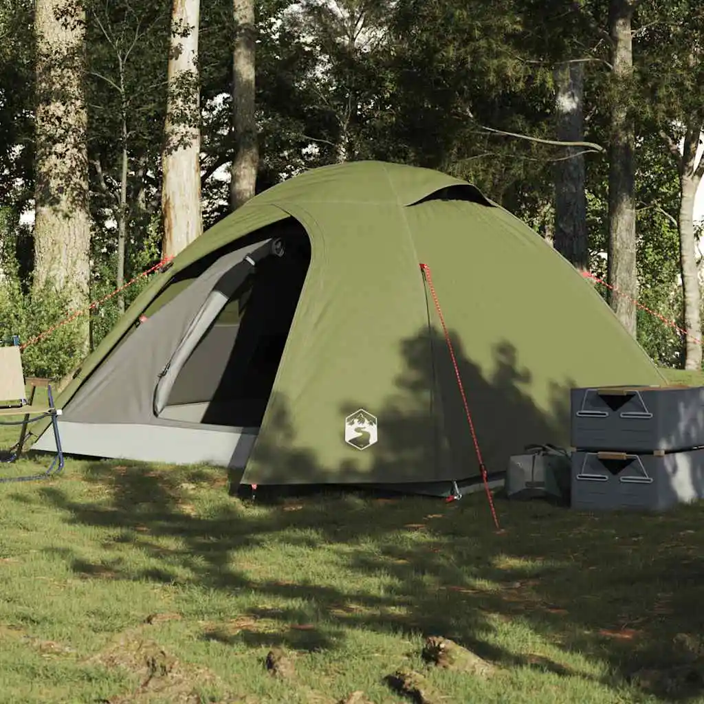 Kuppelzelt für 3 Personen, olivgrün, wasserdicht, tragbares, faltbares Campingzelt für Familien, UV-Schutz-Vordach