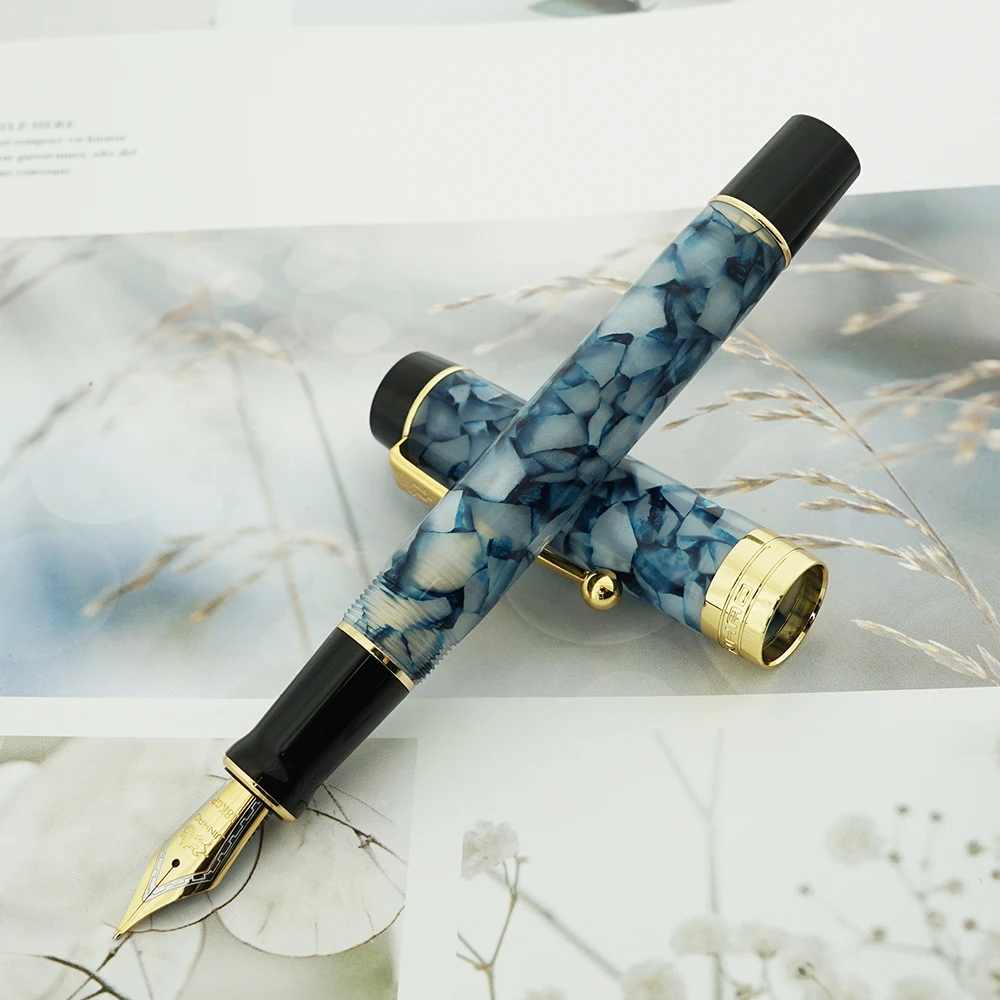 

Jinhao 100 Centennial Resin Fountain Pen Blue-Gray Iridium EF/F/M/Bent Nib with Converter Ink Pen Business Office School Ink Pen