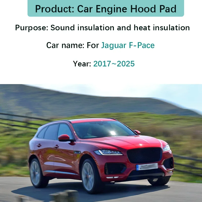 For Jaguar F-Pace X761 2017~2025 Engine Compartment Lining Noise Reduction Cotton Mat Soundproof Heat Insulation Car Accessories