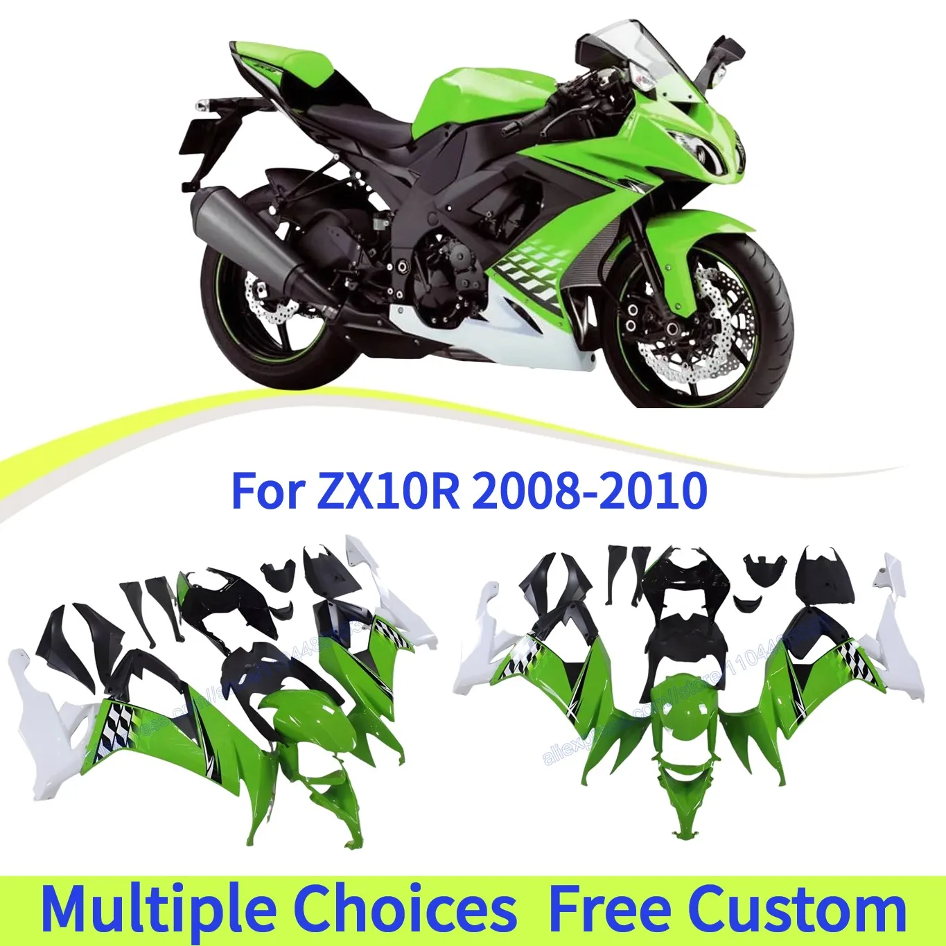 

Full Fairing for KAWASAKI Ninja ZX10R 2008 ZX 10R 2009 ZX-10R 2010 Accesorios Para Motos Fairing Kit