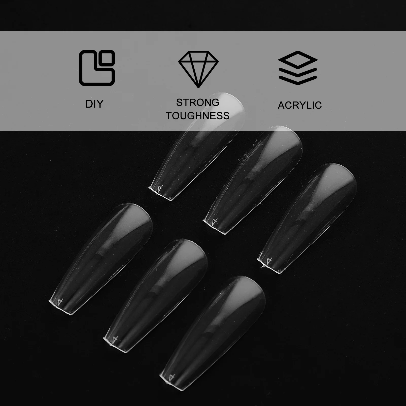 

200pcs Acrylic Fake Nails Transparent Manicure Nail Tips Pieces Long Lasting DIY Supplies Easy Use Home Salon