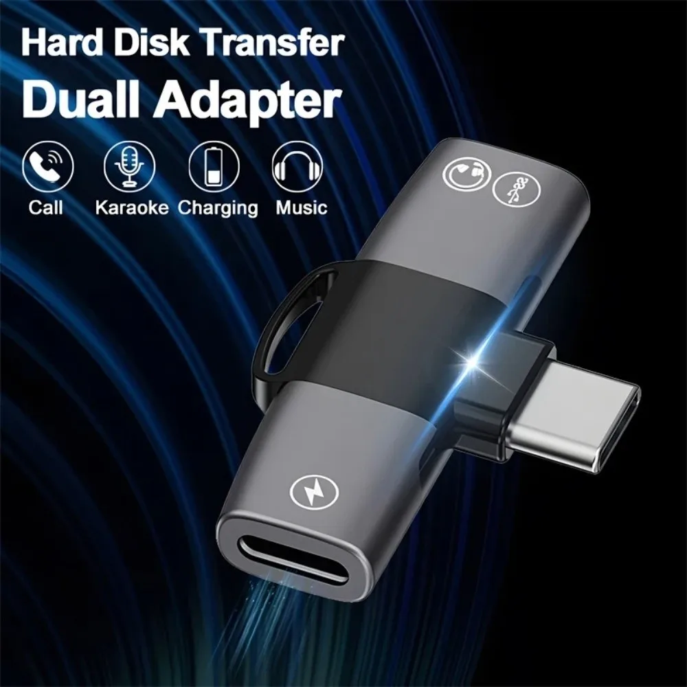 Splitter USB Type C Adapter Converter Durable OTG 2 in 1 Adapter Fast Charging Portable Type C 2-in-1 Multifunctional Adapter