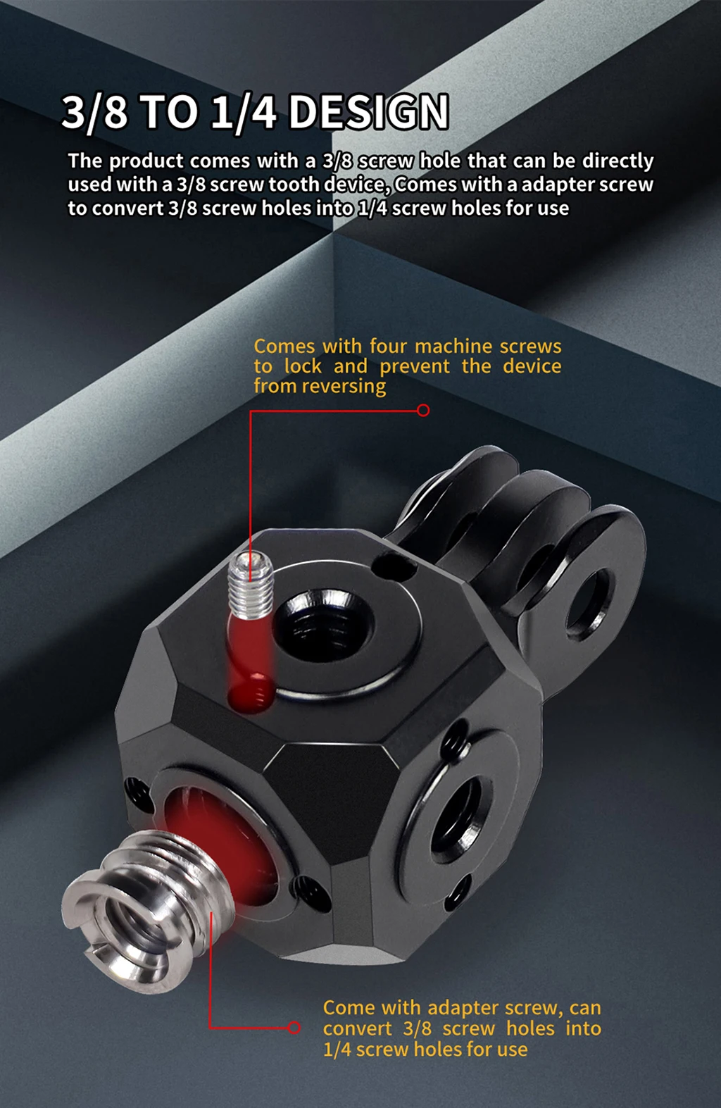 Vielseitiger Mini-Magic-Cube-Adapter mit Schraubenloch ARRI 1/4 3/8' für GoPro 13 Insta360 X4 Osmo Blitzlicht Stativhalterung – Detail 32